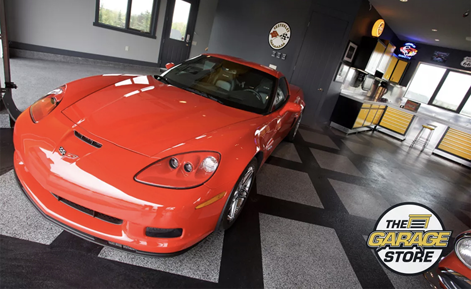 red corvette - garage floor coating types